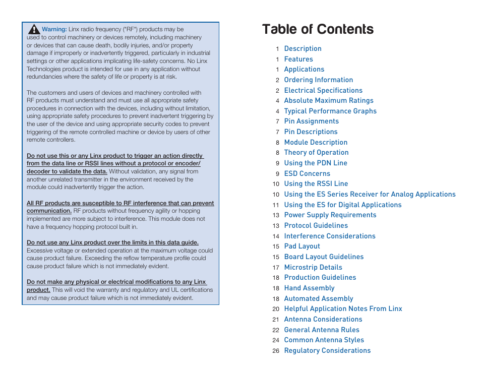Linx Technologies RXM-xxx-ES User Manual | Page 2 / 17
