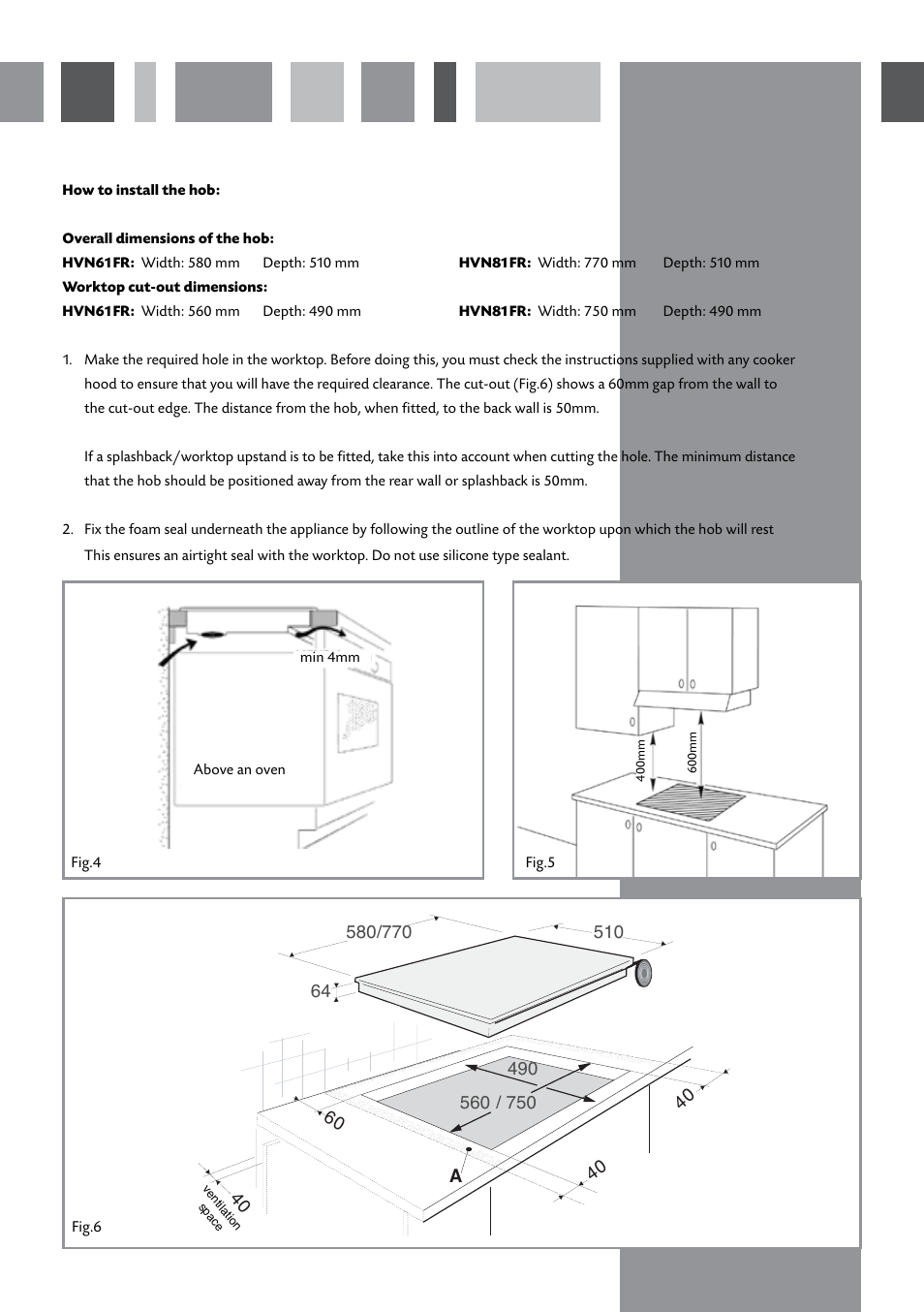 CDA INDUCTION HOB HVN61/81 User Manual | Page 12 / 16