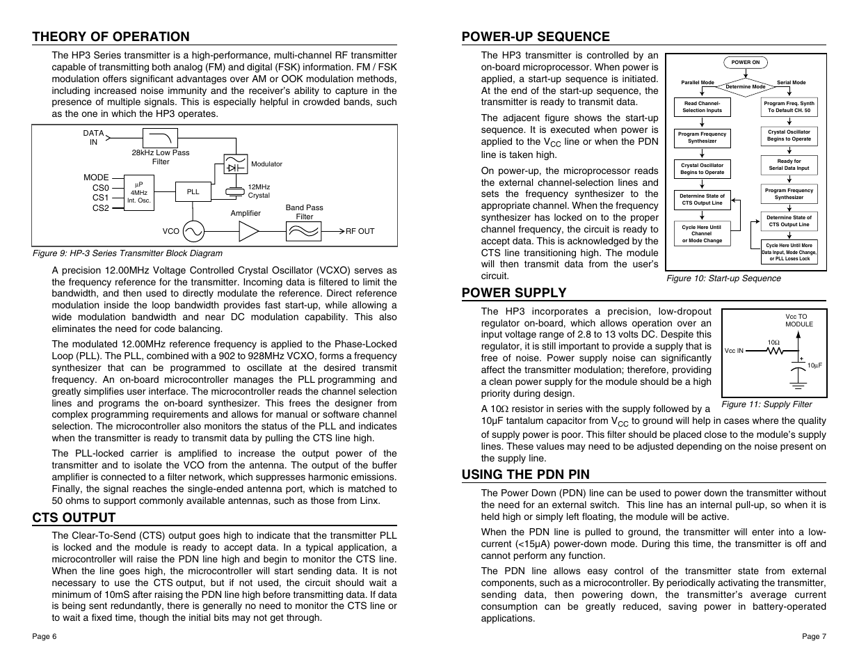 Theory of operation, Cts output, Power-up sequence | Power supply, Using the pdn pin | Linx Technologies TXM-900-HP3-xxx User Manual | Page 4 / 13