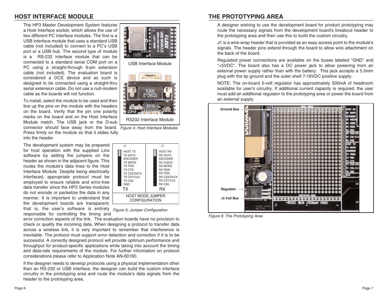 The prototyping area, Host interface module | Linx Technologies MDEV-900-HP3-xxx User Manual | Page 4 / 7