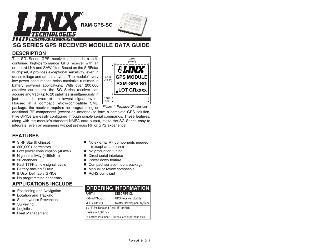 Linx Technologies RXM-GPS-SG User Manual | 17 pages