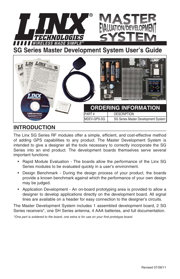 Linx Technologies MDEV-GPS-SG User Manual | 8 pages
