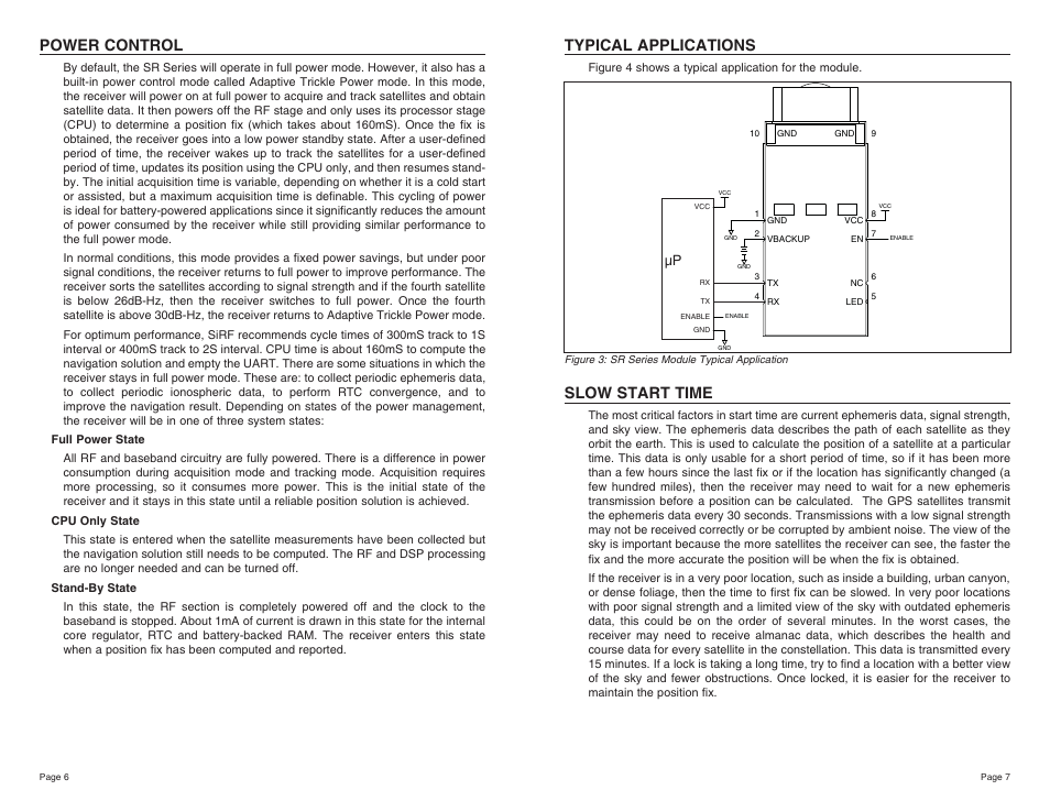 Typical applications, Slow start time, Power control | Linx Technologies RXM-GPS-SR User Manual | Page 4 / 15