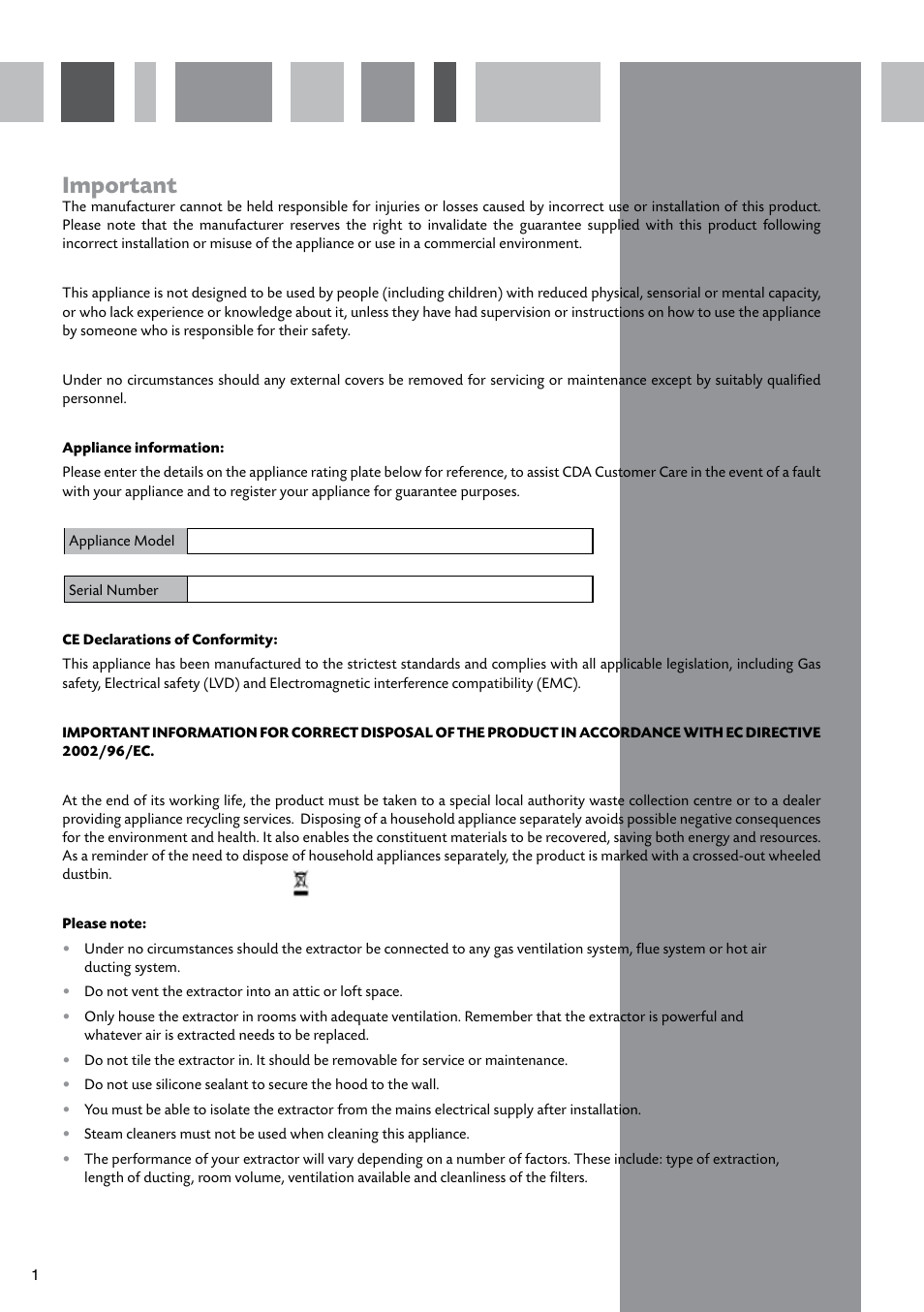 Important | CDA 3L9 User Manual | Page 2 / 12