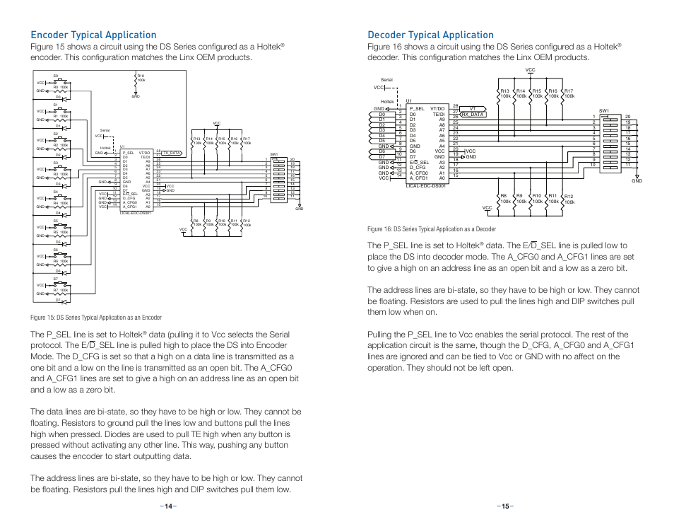 Encoder typical application, Decoder typical application | Linx Technologies LICAL-EDC-DS User Manual | Page 10 / 13