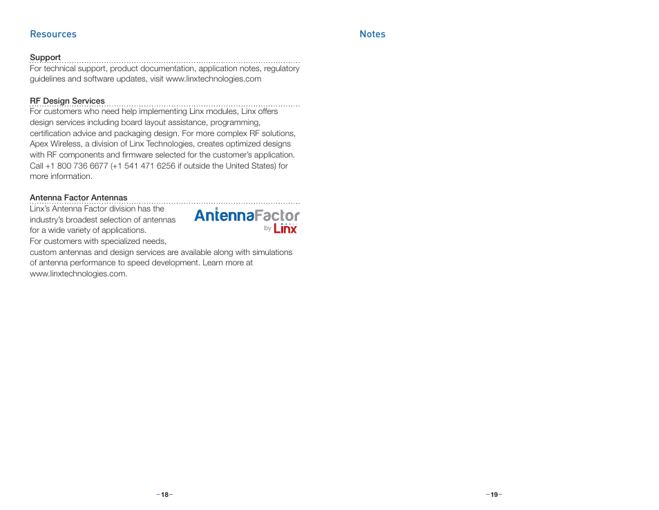 Resources, Notes | Linx Technologies LICAL-EDC-DS User Manual | Page 12 / 13