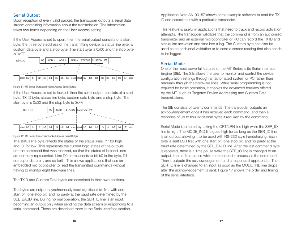 Serial output, Serial mode | Linx Technologies LICAL-TRC-MT User Manual | Page 11 / 21