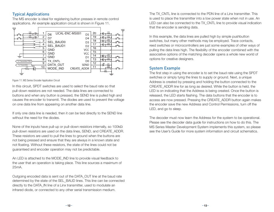 Typical applications, System example | Linx Technologies LICAL-ENC-MS001 User Manual | Page 9 / 11