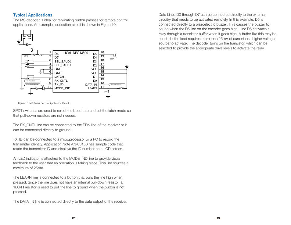 Typical applications | Linx Technologies LICAL-DEC-MS001 User Manual | Page 9 / 11