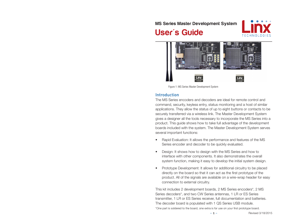 Introduction, User's guide | Linx Technologies MDEV-LICAL-MS User Manual | Page 3 / 11