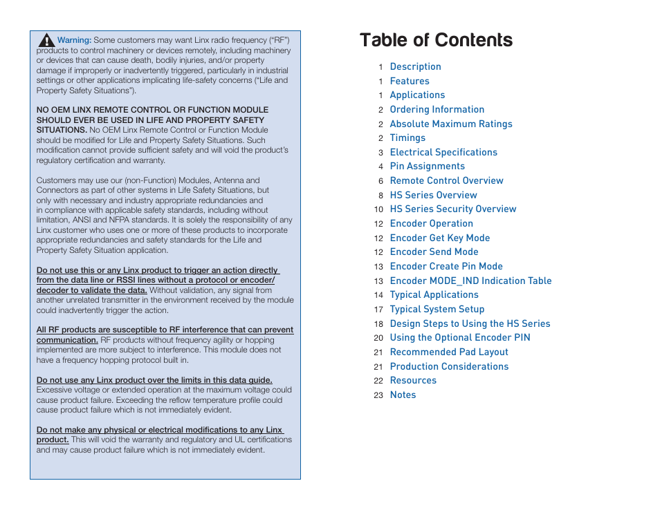 Linx Technologies LICAL-ENC-HS001 User Manual | Page 2 / 15