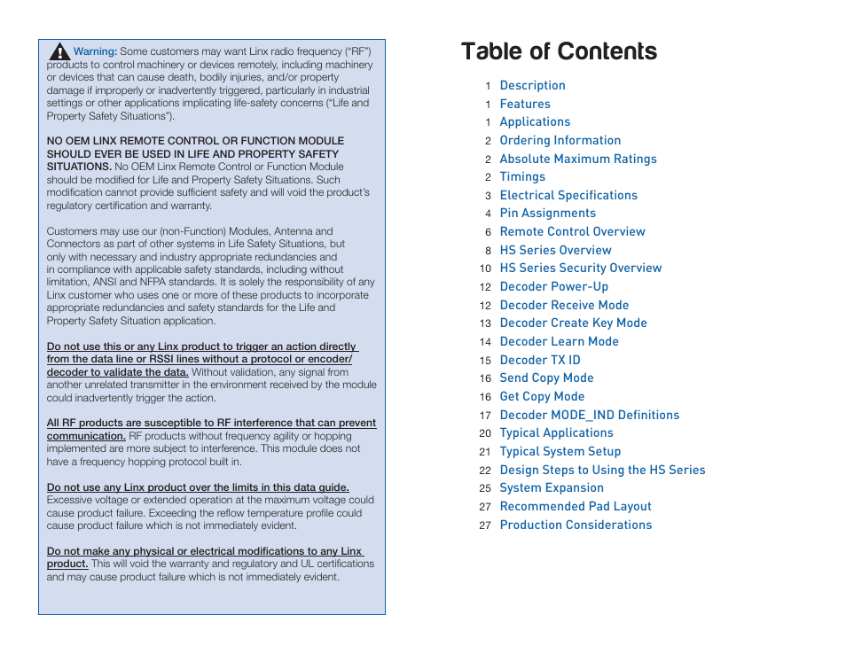 Linx Technologies LICAL-DEC-HS001 User Manual | Page 2 / 17