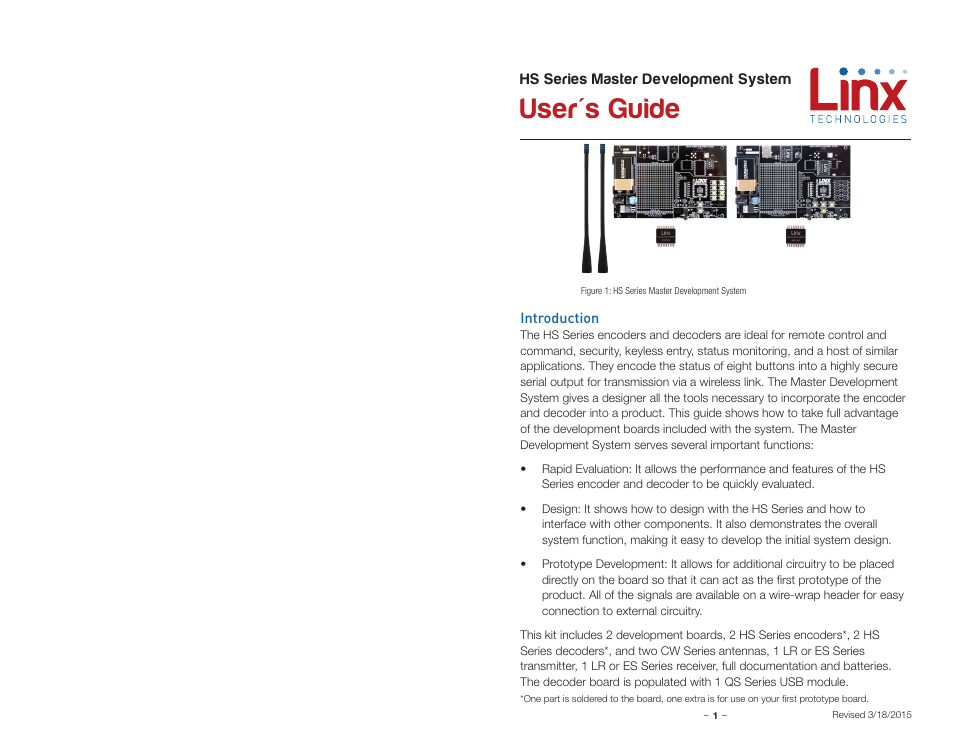 Introduction, User's guide | Linx Technologies MDEV-LICAL-HS User Manual | Page 3 / 11