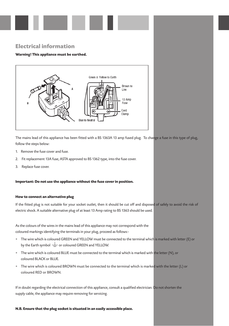 Electrical information | CDA WC140 User Manual | Page 14 / 18