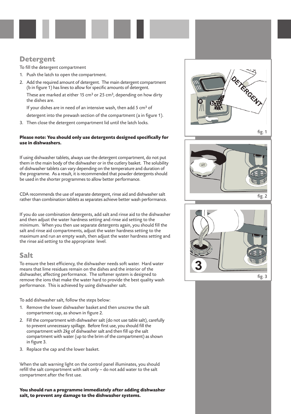 Detergent, Salt, S a l t | CDA WC140 User Manual | Page 5 / 18