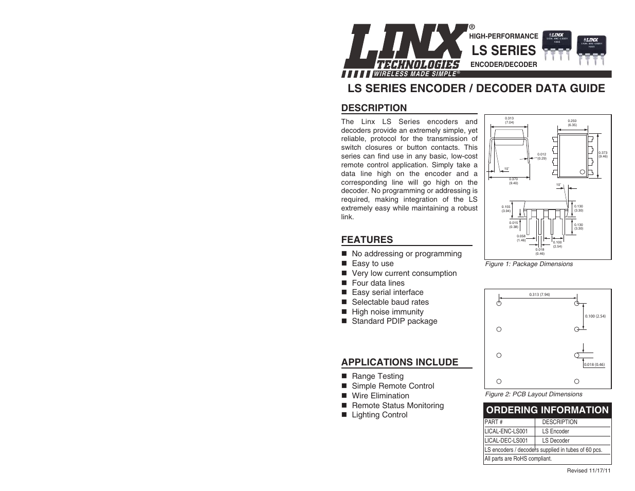 Linx Technologies LICAL-xxx-LS001 User Manual | 5 pages