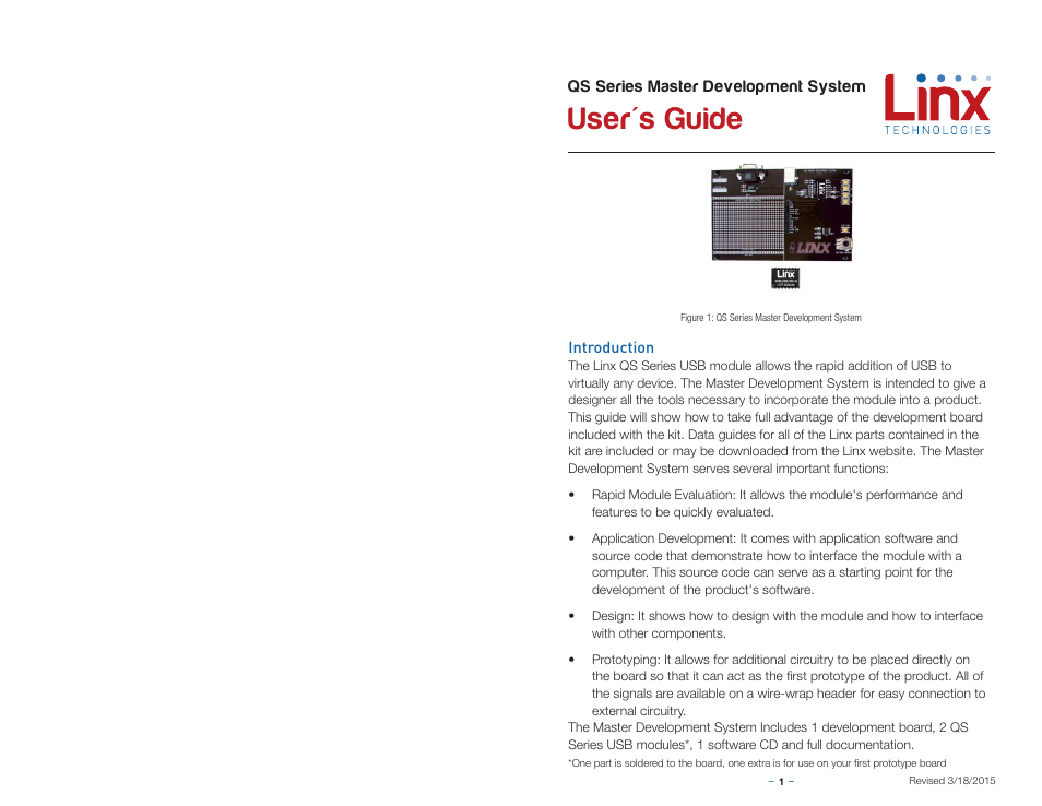 Introduction, User's guide | Linx Technologies MDEV-USB-QS User Manual | Page 3 / 9