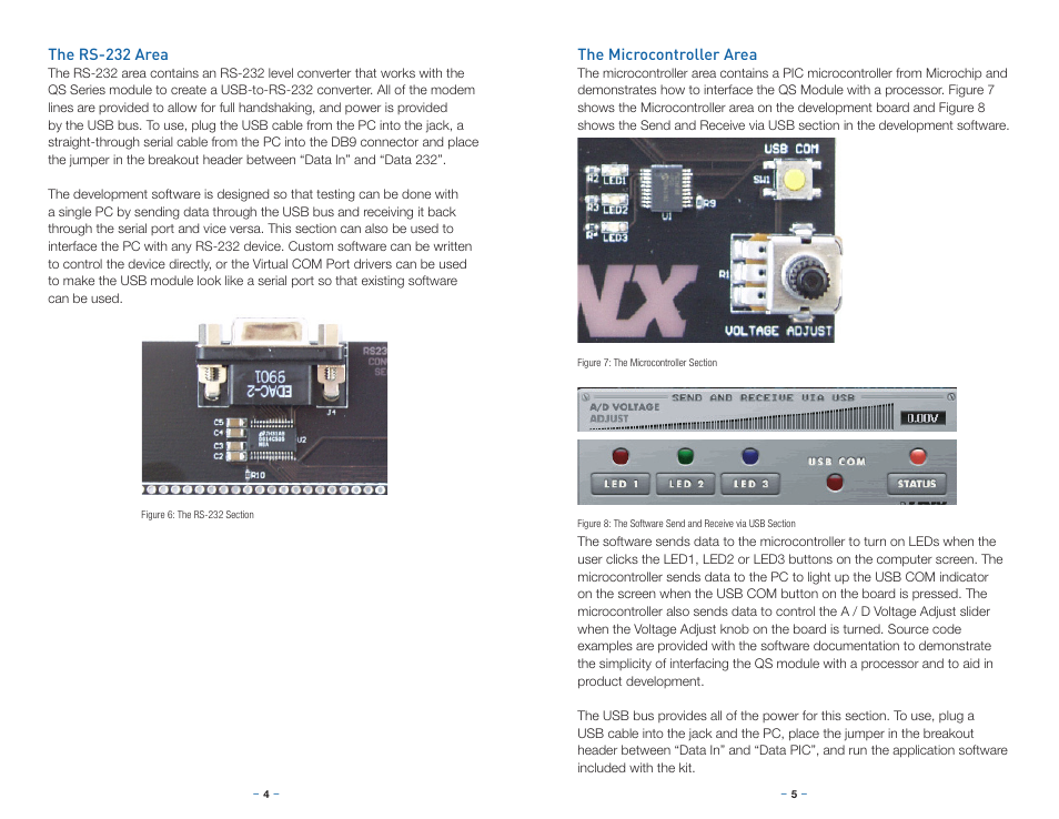 The rs-232 area, The microcontroller area | Linx Technologies MDEV-USB-QS User Manual | Page 5 / 9