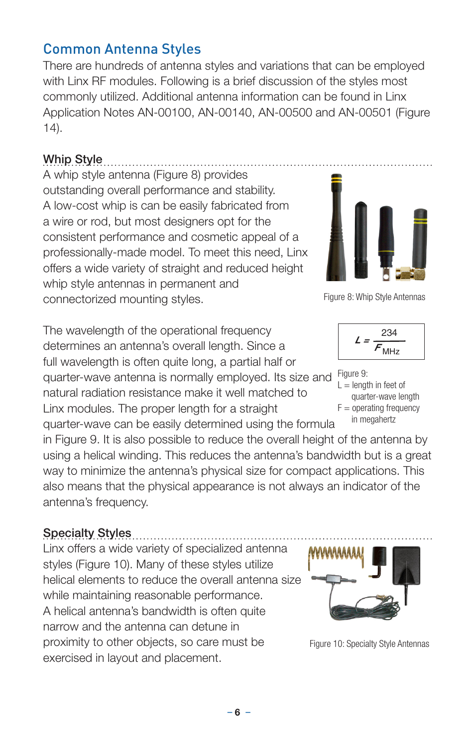 Common antenna styles | Linx Technologies EVM-868-EUR User Manual | Page 10 / 16
