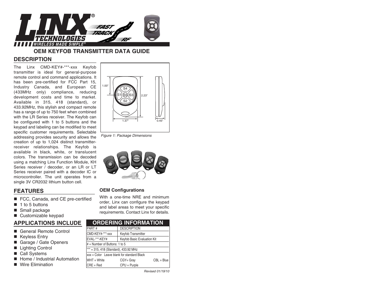Linx Technologies CMD-KEY#-xxx User Manual | 5 pages