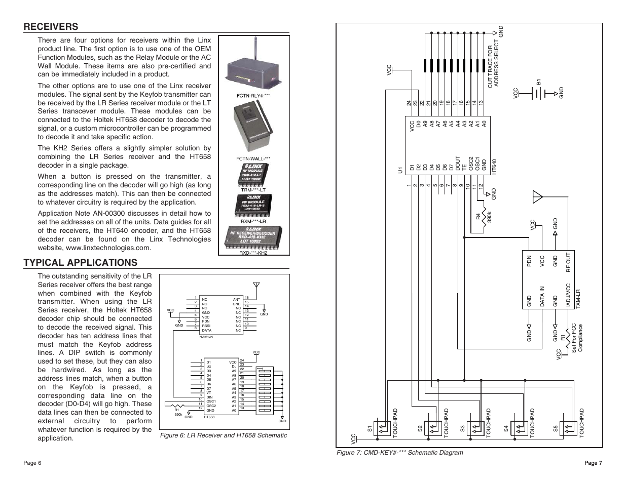 Receivers, Typical applications | Linx Technologies CMD-KEY#-xxx User Manual | Page 4 / 5
