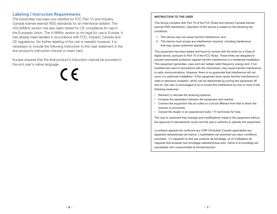 Compliance requirements, Labeling / instruction requirements | Linx Technologies OTX-xxx-HH-KF-MS User Manual | Page 6 / 9