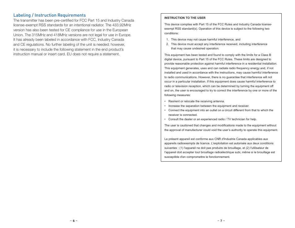 Labeling / instruction requirements | Linx Technologies OTX-xxx-HH-CP8-MS User Manual | Page 6 / 9