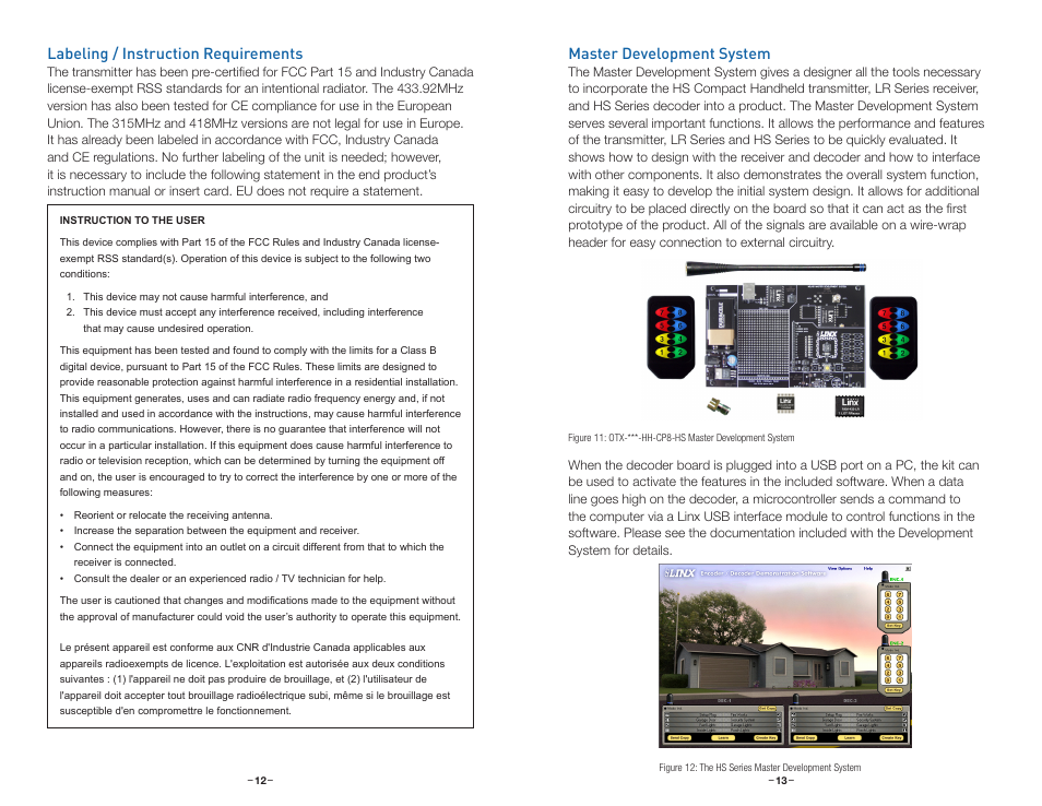 Labeling / instruction requirements, Master development system | Linx Technologies OTX-xxx-HH-CP8-HS User Manual | Page 9 / 11