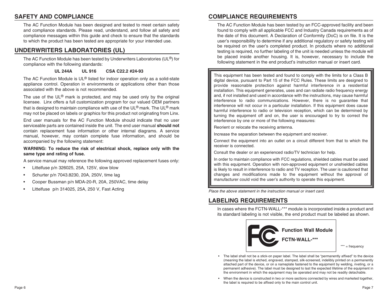 Compliance requirements, Labeling requirements, Safety and compliance | Underwriters laboratories (ul) | Linx Technologies FCTN-WALL-xxx User Manual | Page 4 / 7