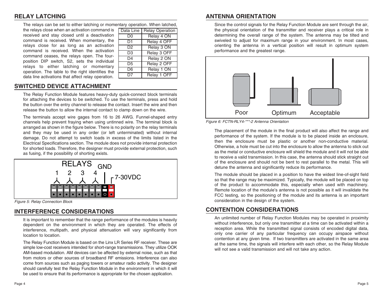 Relays, Poor optimum acceptable | Linx Technologies FCTN-RLY4-xxx-2 User Manual | Page 3 / 7