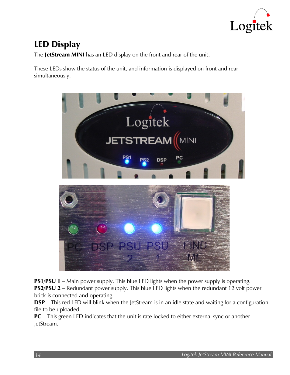 Led display | Logitek Electronic Systems JetStream Audio Networking Platform User Manual | Page 14 / 55