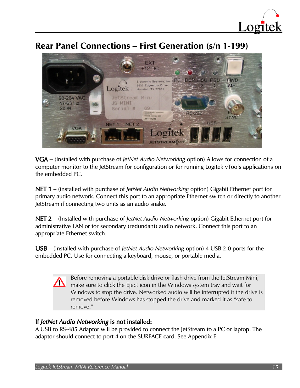 Logitek Electronic Systems JetStream Audio Networking Platform User Manual | Page 15 / 55