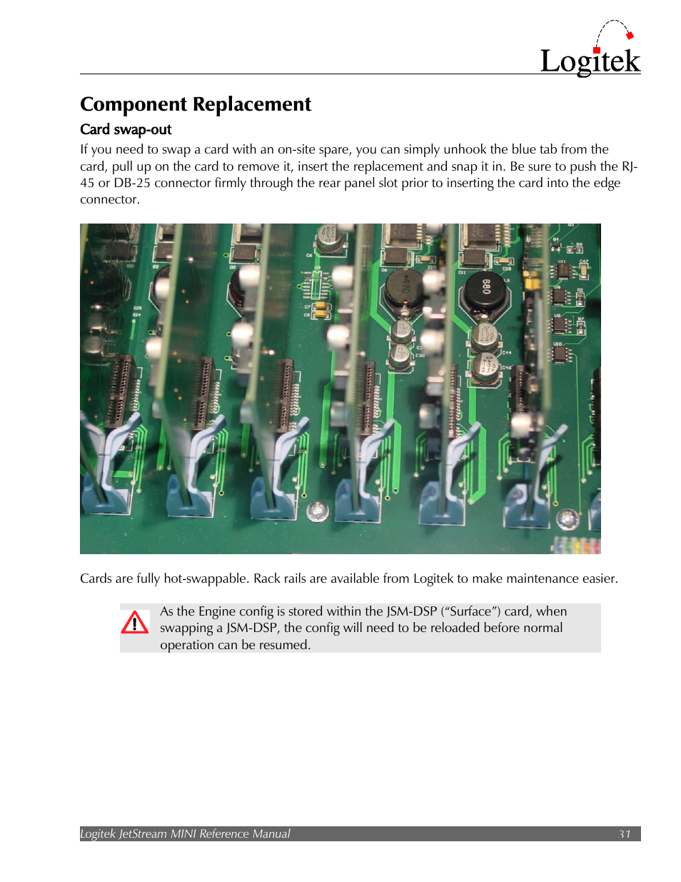 Component replacement | Logitek Electronic Systems JetStream Audio Networking Platform User Manual | Page 31 / 55