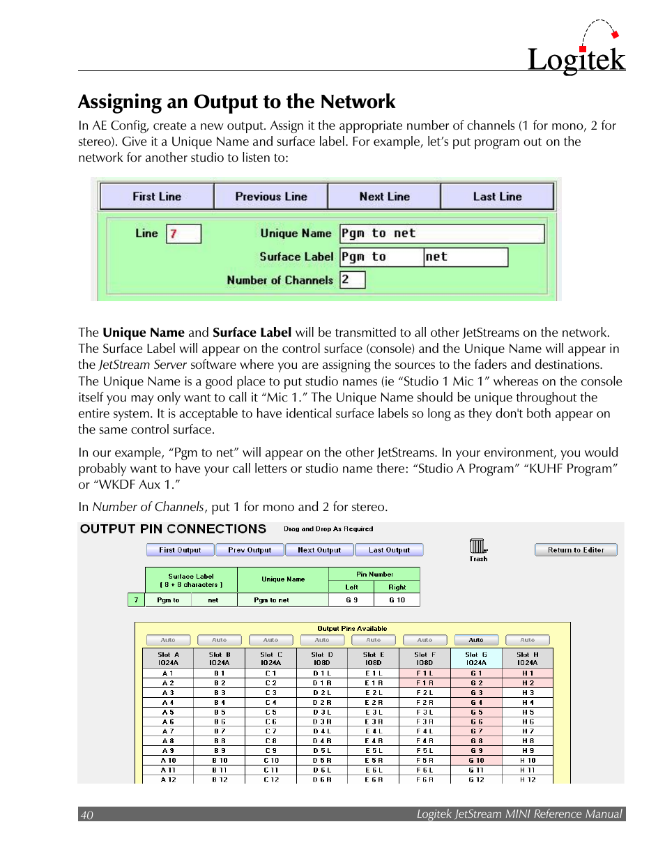 Assigning an output to the network | Logitek Electronic Systems JetStream Audio Networking Platform User Manual | Page 40 / 55