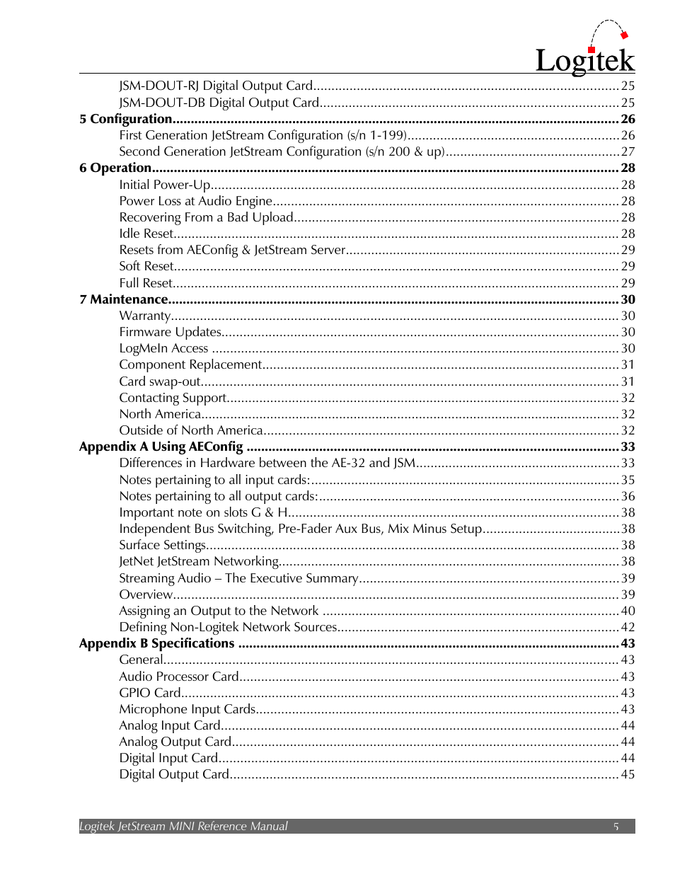 Logitek Electronic Systems JetStream Audio Networking Platform User Manual | Page 5 / 55