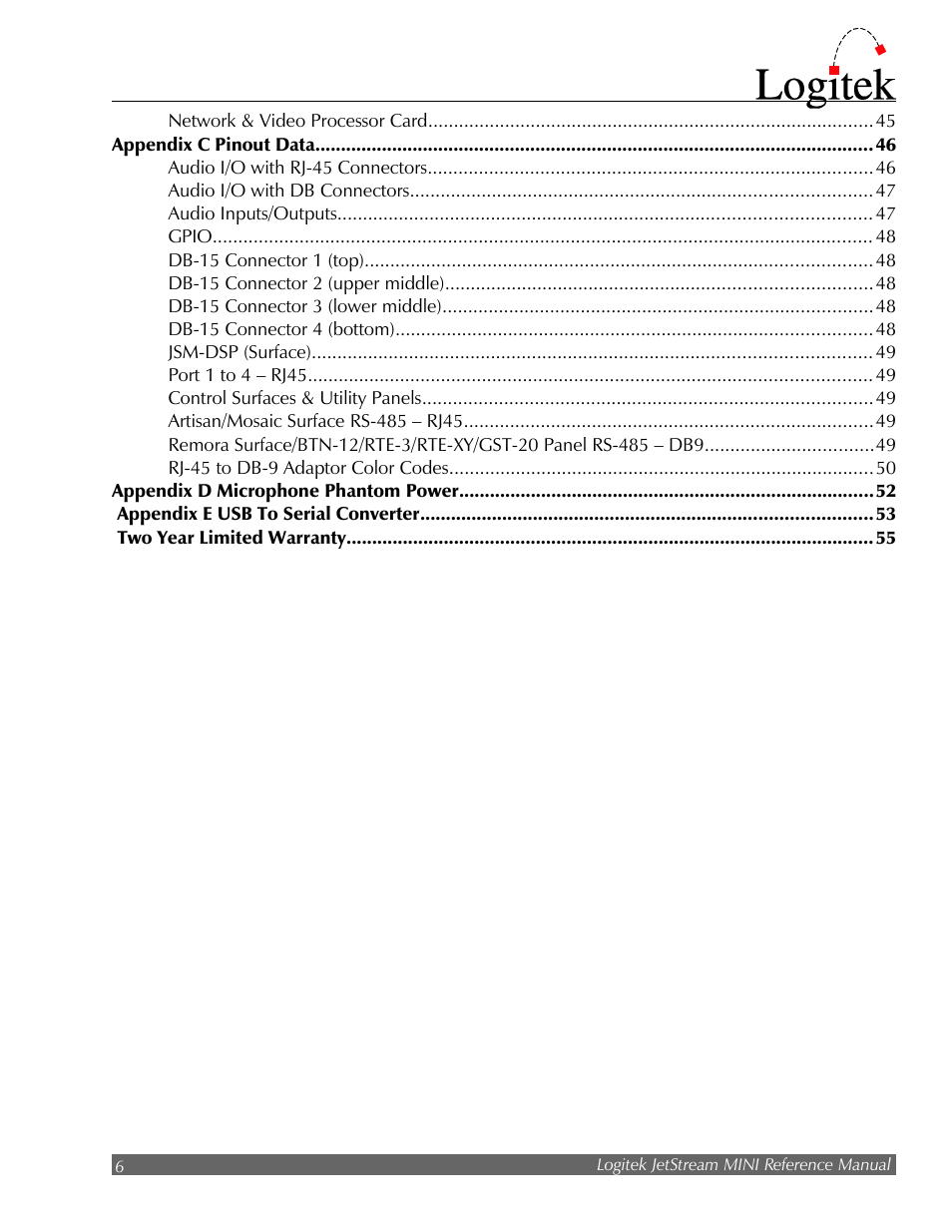Logitek Electronic Systems JetStream Audio Networking Platform User Manual | Page 6 / 55