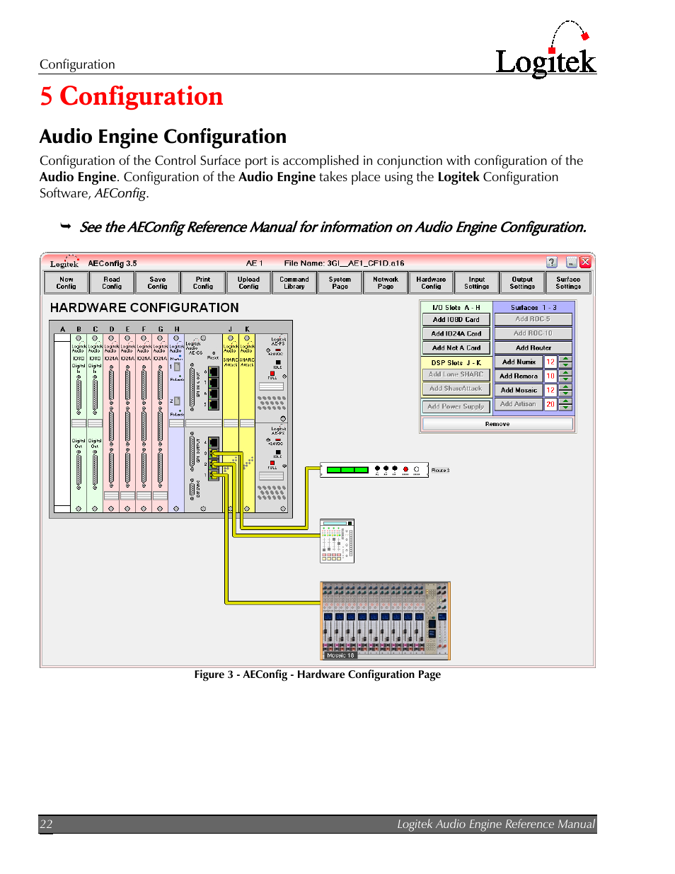 5 configuration, Audio engine configuration, Configuration | 5configuration | Logitek Electronic Systems AE-32 Audio Engine User Manual | Page 24 / 46