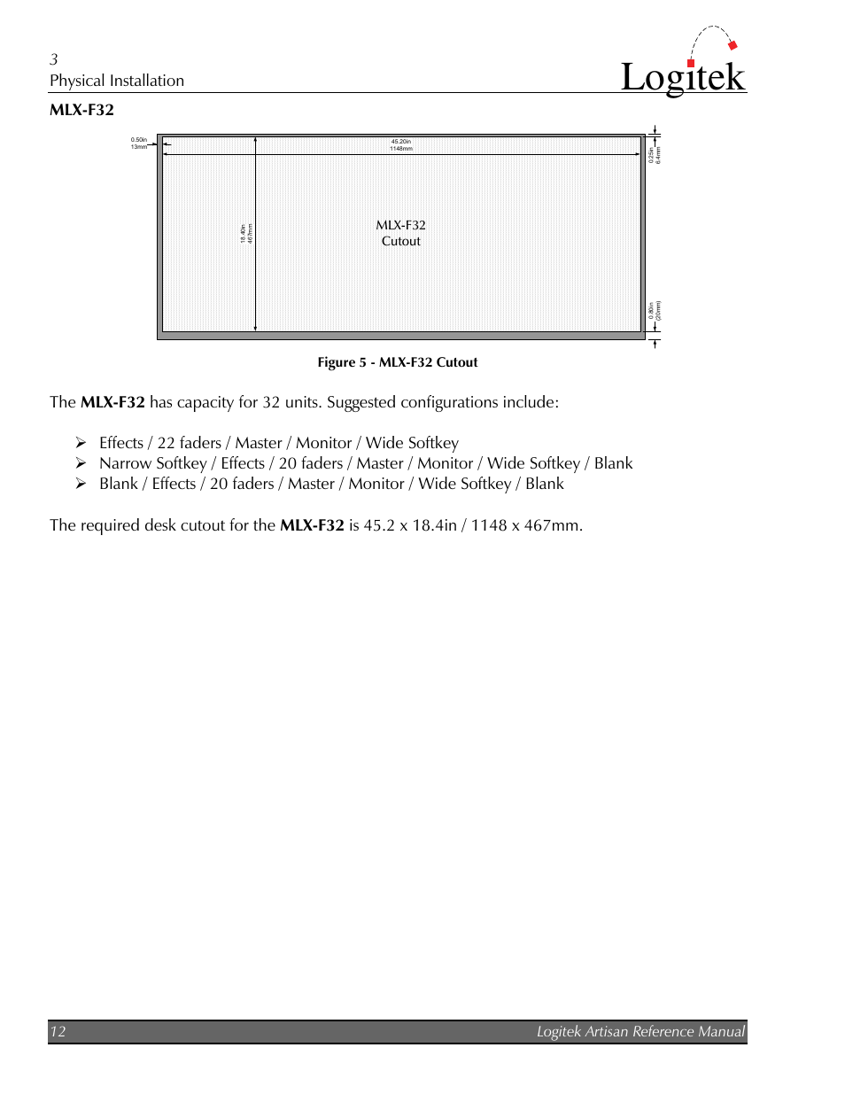Logitek, 3 physical installation mlx-f32, Logitek artisan reference manual 12 | Logitek Electronic Systems Artisan User Manual | Page 14 / 64