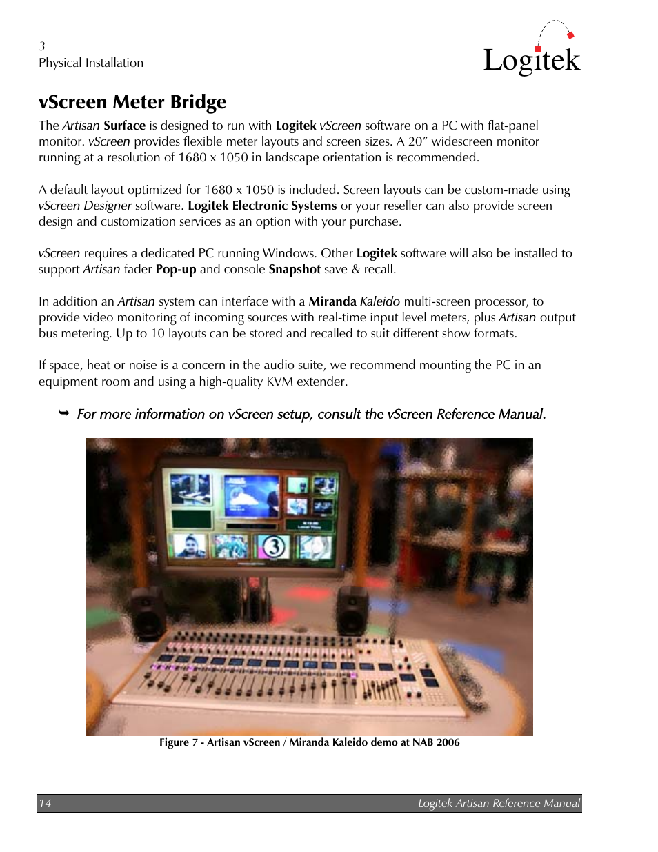Vscreen meter bridge, Logitek | Logitek Electronic Systems Artisan User Manual | Page 16 / 64