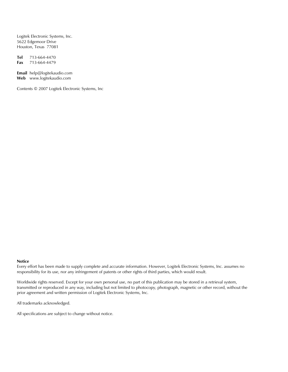 Logitek Electronic Systems Artisan User Manual | Page 2 / 64