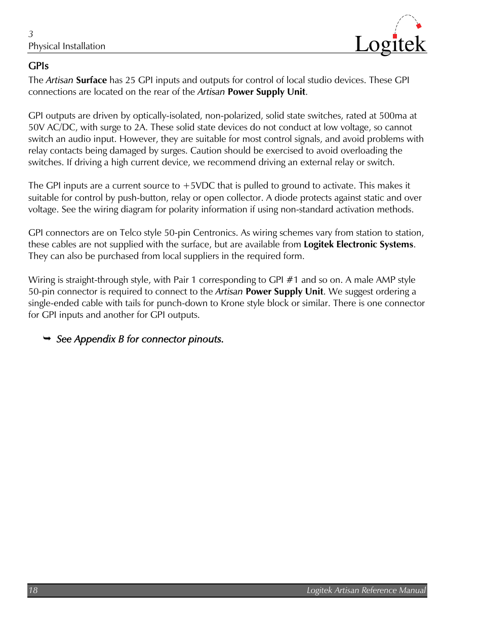 Gpis, Logitek | Logitek Electronic Systems Artisan User Manual | Page 20 / 64