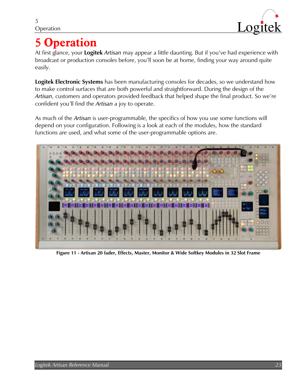 Operation, 5 operation, Logitek | Logitek Electronic Systems Artisan User Manual | Page 25 / 64
