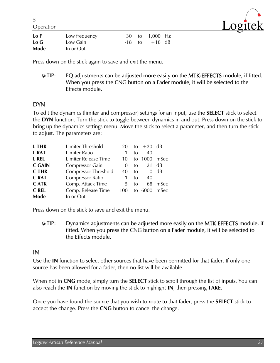 Logitek | Logitek Electronic Systems Artisan User Manual | Page 29 / 64