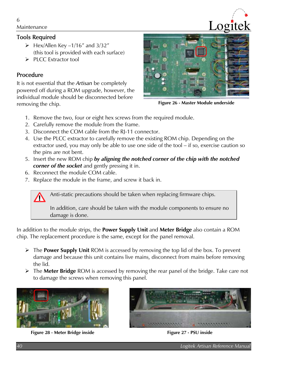 Procedure, Logitek | Logitek Electronic Systems Artisan User Manual | Page 42 / 64