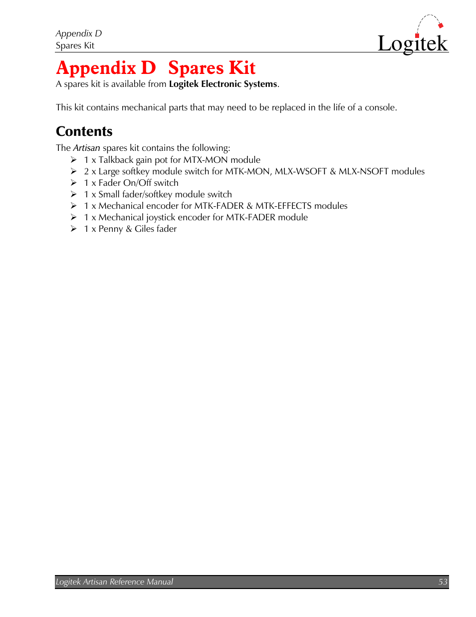 Logitek Electronic Systems Artisan User Manual | Page 55 / 64