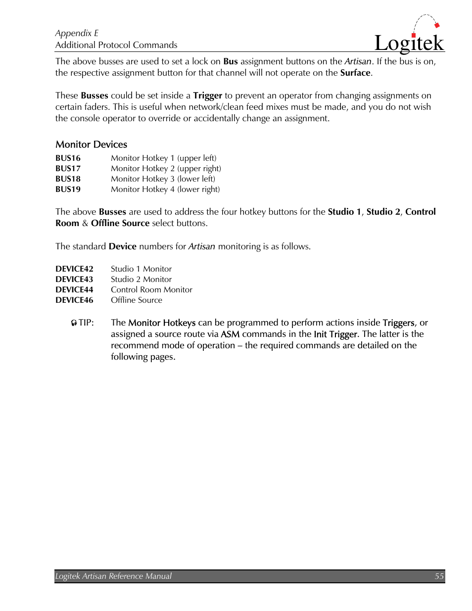 Monitor devices, Logitek | Logitek Electronic Systems Artisan User Manual | Page 57 / 64