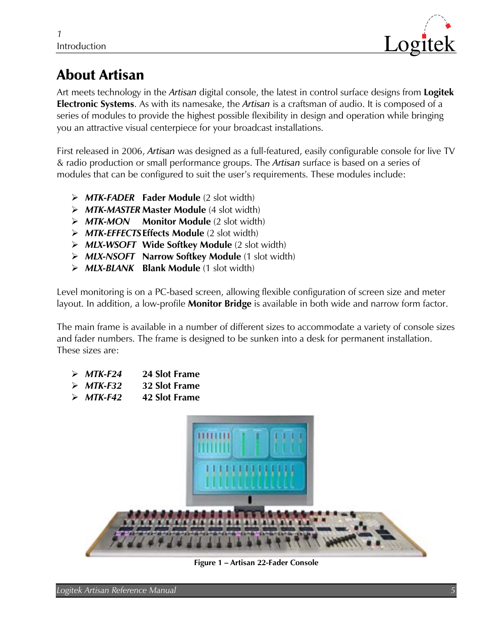 About artisan, Logitek | Logitek Electronic Systems Artisan User Manual | Page 7 / 64