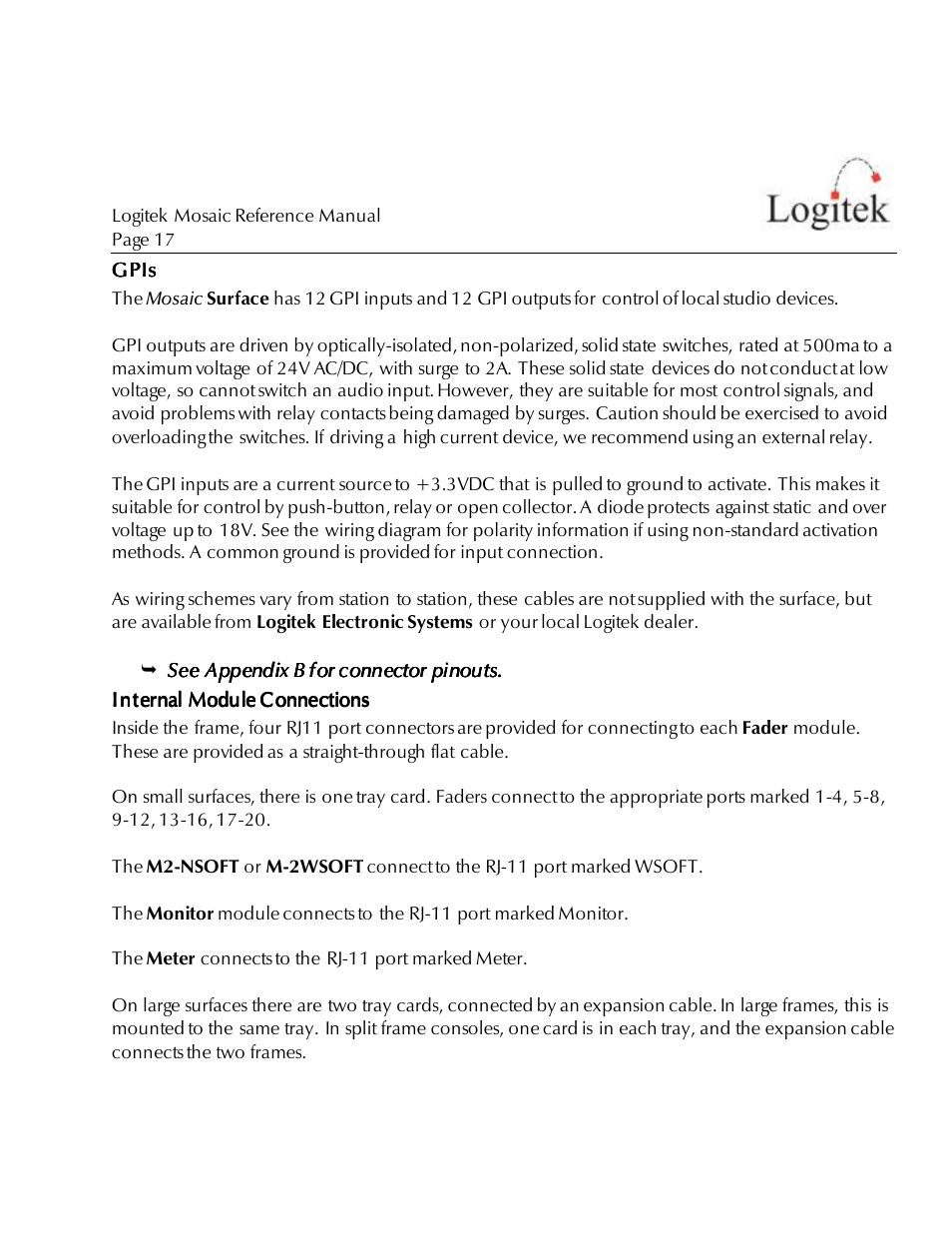 Logitek Electronic Systems Mosaic User Manual | Page 17 / 44