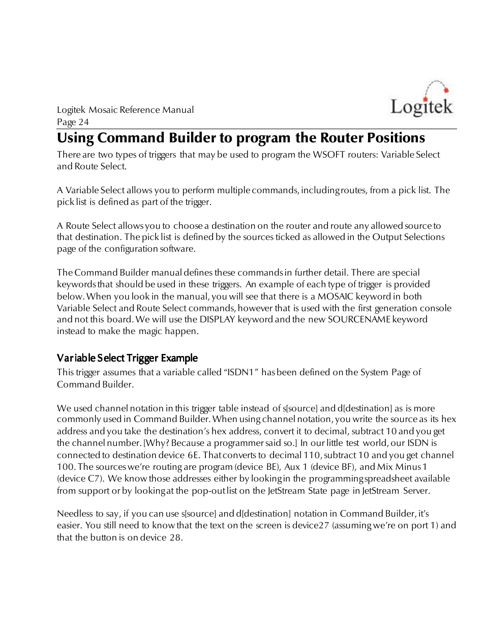 Logitek Electronic Systems Mosaic User Manual | Page 24 / 44