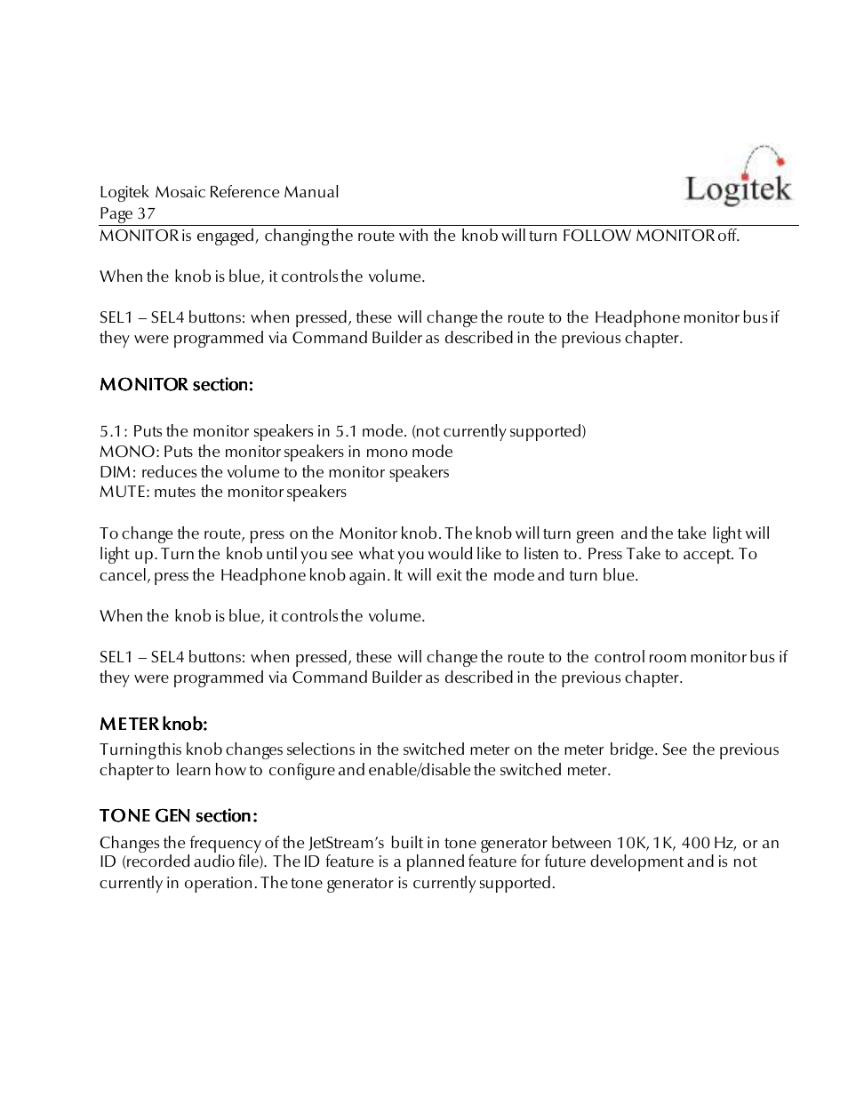 Logitek Electronic Systems Mosaic User Manual | Page 37 / 44